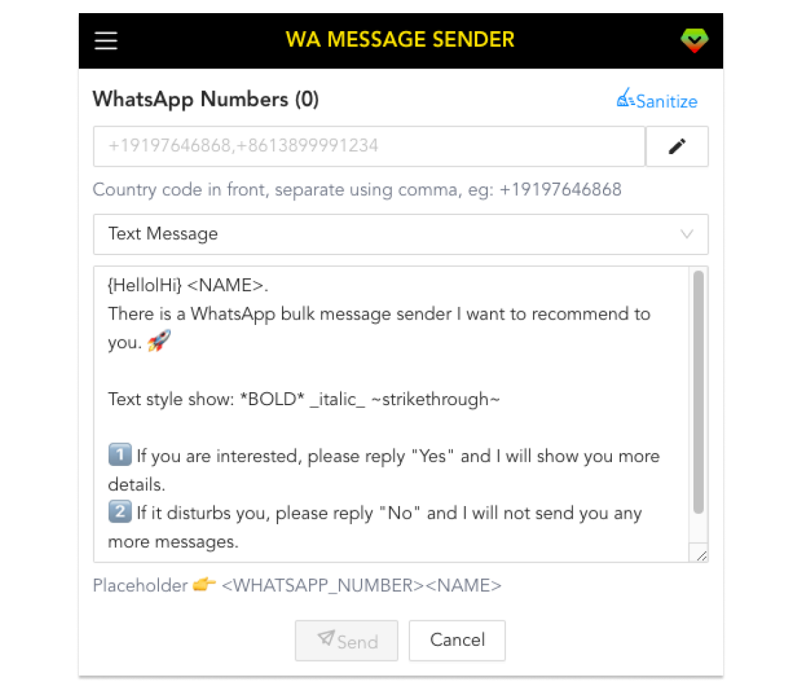 WhatsApp Message Sender Screenshot